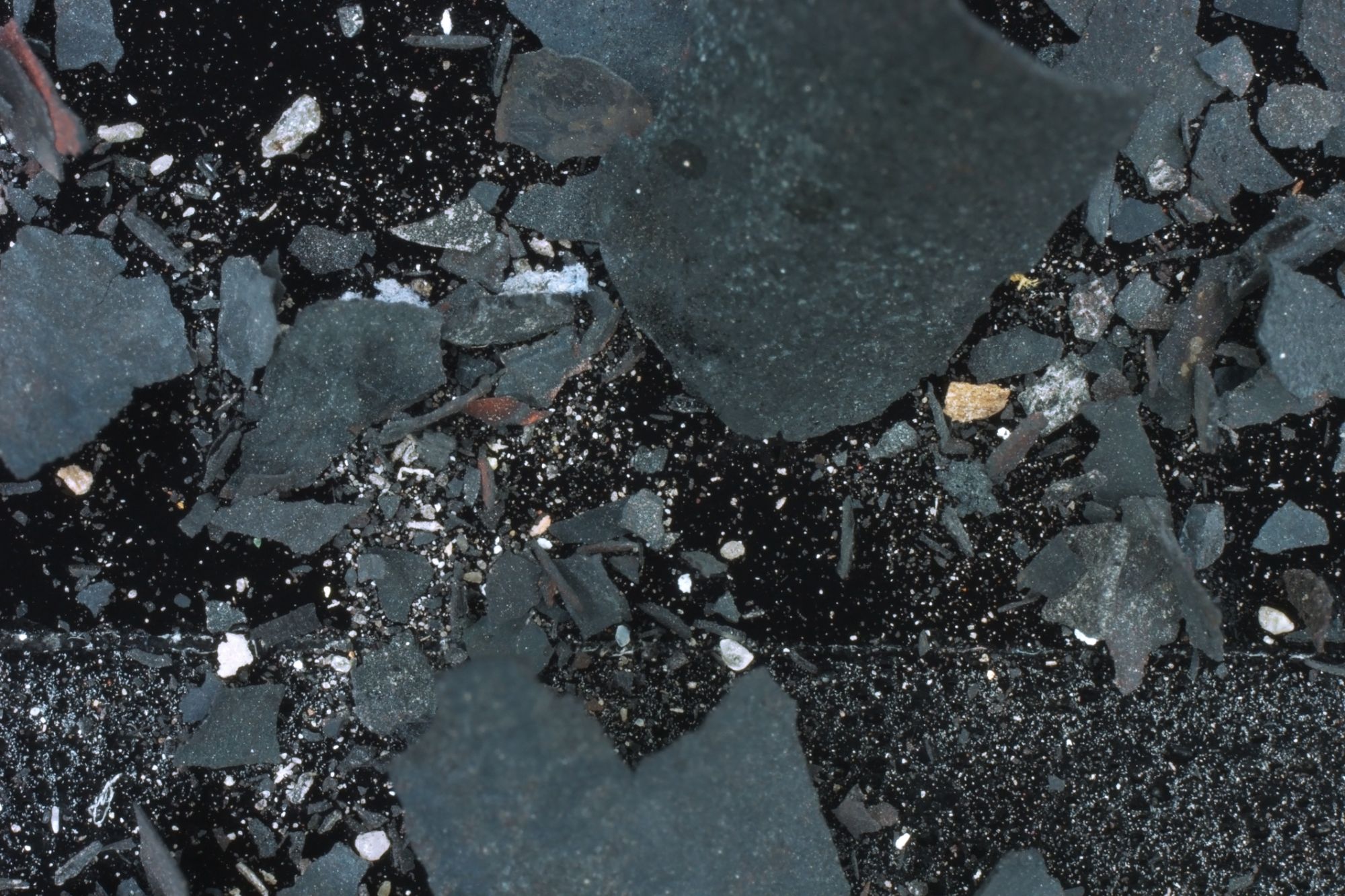 Image: Fractals, word dust, microscopic images of steel slag on carbon tape, dimensions variable.