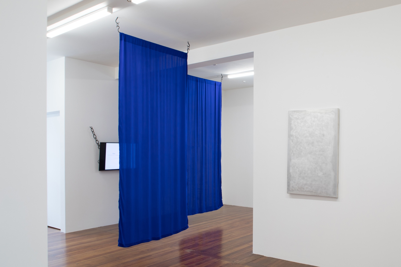 Image: Isabel Wadeson-Lee, <em>In the void between fire and fire</em> (detail), forged steel, rayon and video, 2021. Components on loan from the Macmillan Brown Library, University of Canterbury. Photo: Janneth Gil.